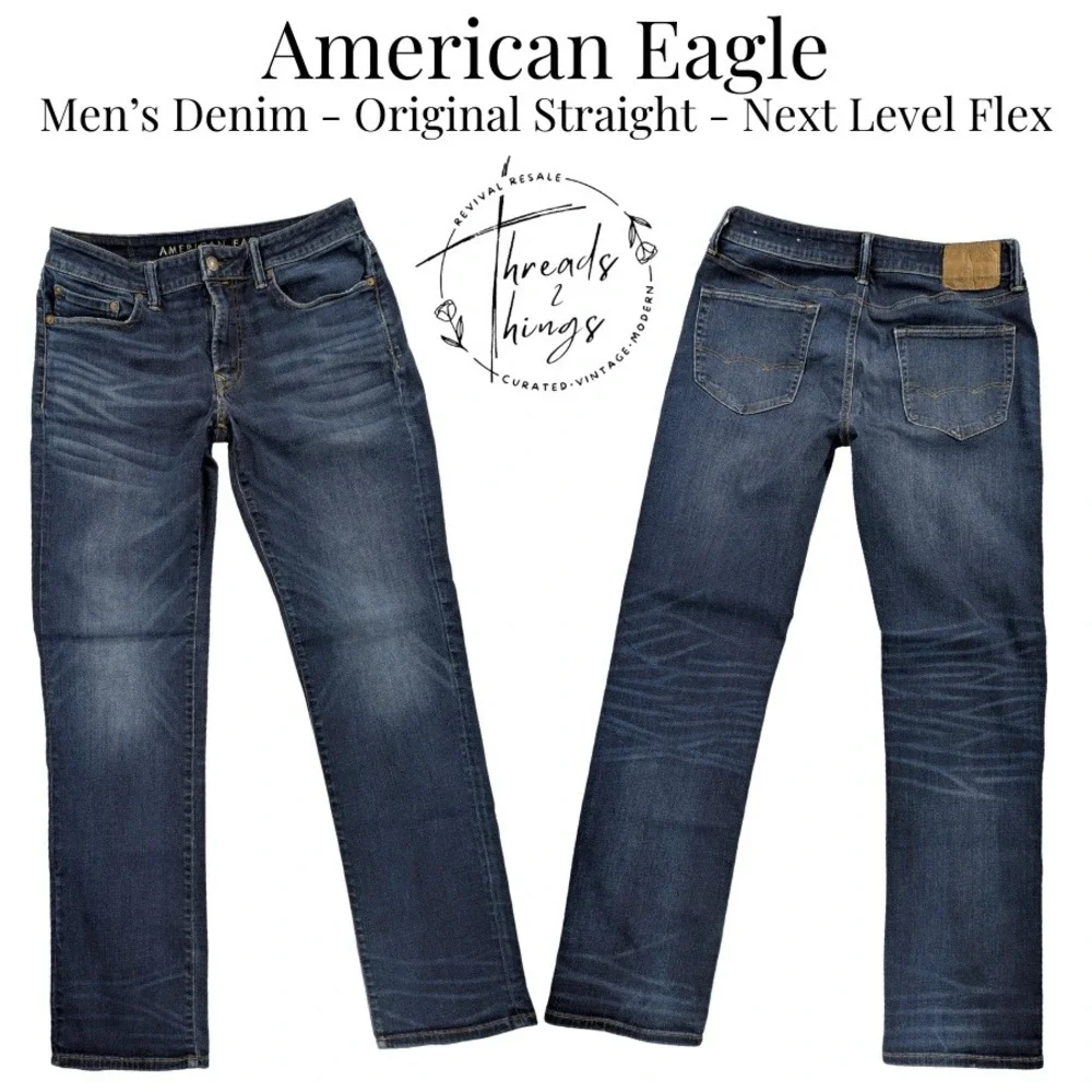 American Eagle Jeans Mens 32 Dark Denim Original Straight Ne(x)t Level Airflex‎